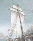 Giant Ship With Sail and Mountain Art Print