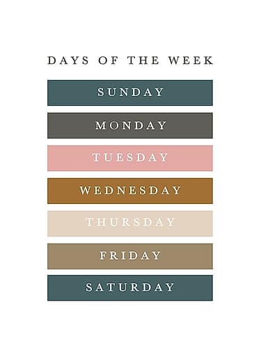 Days of the Week Fall Gems Art Print