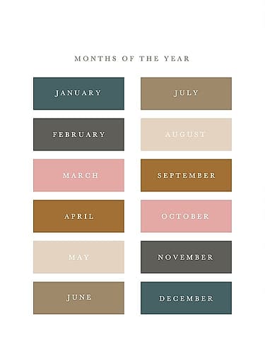 Months of the Year Fall Gems Kids Print