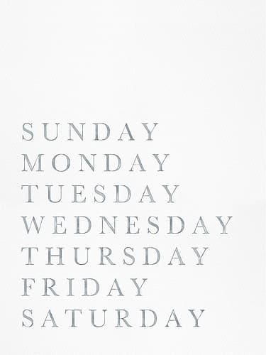 Days of the Week Signs Print