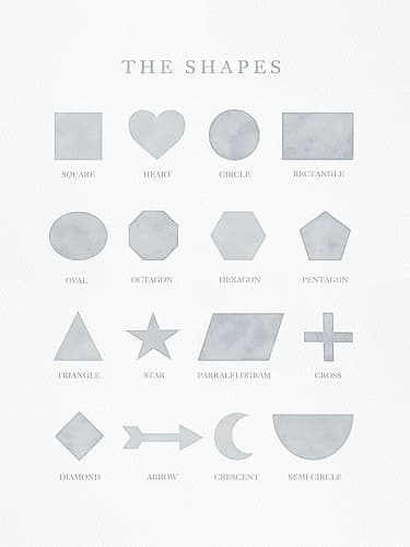 Watercolor Shapes Blue Minimalist Print