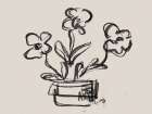 Sketched Peonies in Vase Art Print