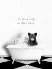BW Bear Bath Art Print