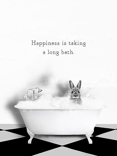 BW Bunny Bath Art Print