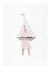Girl Holding Sailboat Pink Art Print