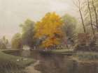 Vintage Fall By The River Art Print