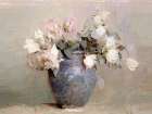 Vintage Roses In Blue Vase Art Print