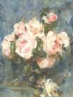 Vintage Pink Roses Blue Background Art Print