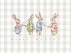 Easter Bunnies Neutral Gingham Art Print