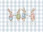 Easter Bunnies Blue Gingham Art Print