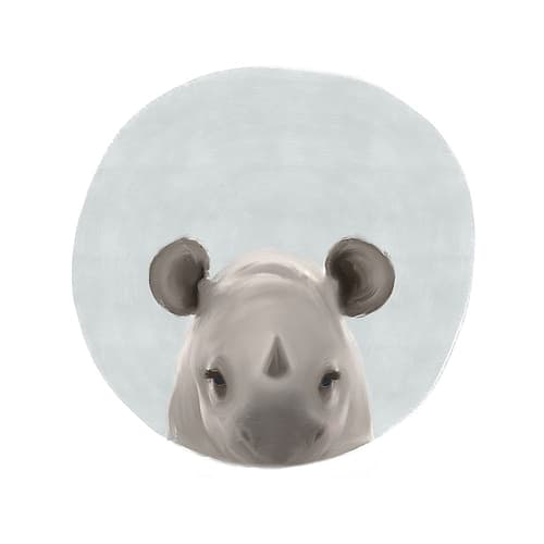 Baby Rhino Gray Art Print