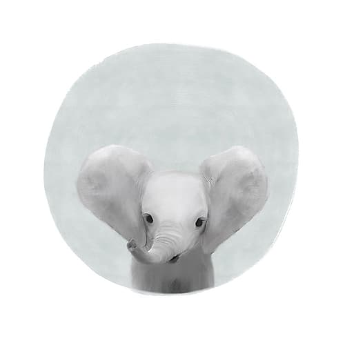 Circle Elephant Gray Art Print
