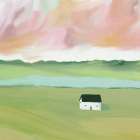 Farm House By The Lake Art Print