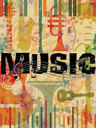 Retro Music Signs Print