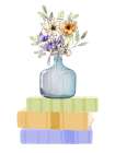 Flowers On Books Art Print