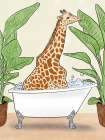 Bathing Giraffe Art Print