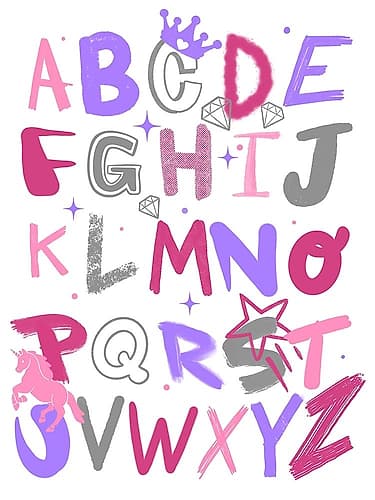 Princess Alphabet 1 Kids Print