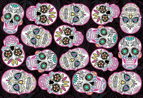 Pink Skulls Black Back Art Print