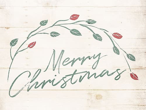 Merry Christmas Leaves Art Print
