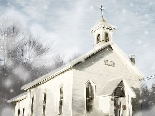 Church Snow Day Art Print