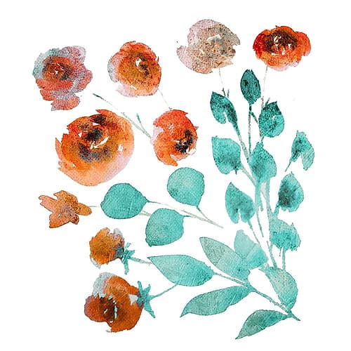 Orange Florals Art Print
