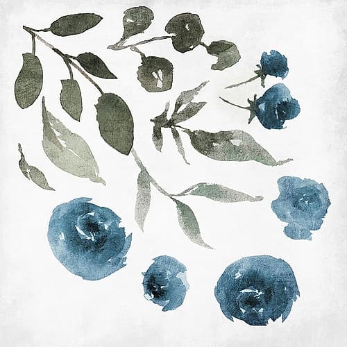 Blue Wash Floral Art Print