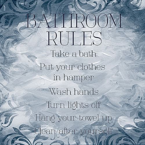 Patterned Bath Rules Art Print