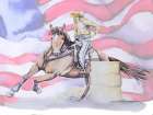 Barrell Racing American Art Print
