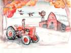 Case Tractor And Barn Vivid Art Print