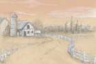 Barn Lane Fence Drawing Art Print