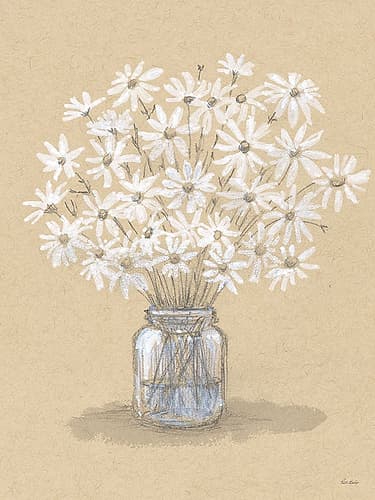 Daisies Jar Drawing 1 Art Print by Patti Bishop