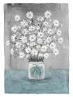 Daisies On Teal Canvas 2 Art Print