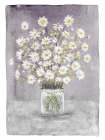 Daisies On Violet Canvas 2 Art Print
