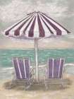 Umbrella And Chairs Color Art Print