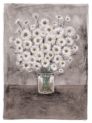 Daisies On Canvas 1 Art Print by Patti Bishop