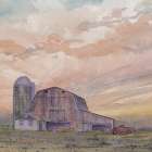 Red Barn At Sunset 3 V2 Art Print