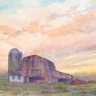 Red Barn At Sunset 3 Art Print