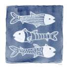 White 3 Fish lndigo Art Print