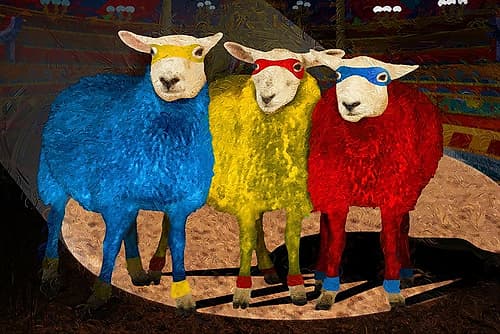 Trapeze Sheep Animals Print