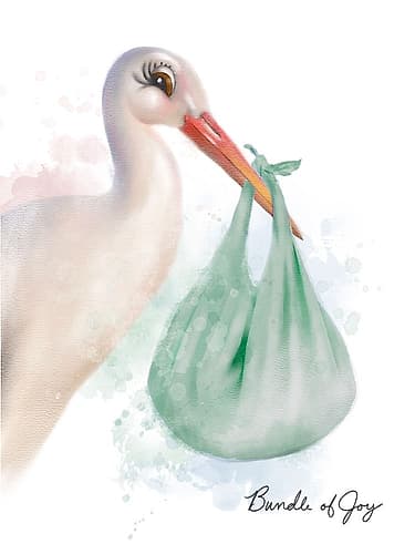 Baby Stork Green Art Print
