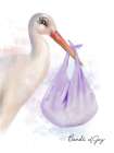 Baby Stork Lavender Art Print