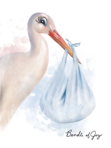 Baby Stork Blue Art Print