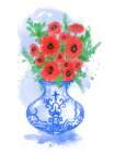 Abstract Floral Blue And White Vase Art Print
