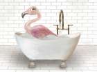 Flamingo In Bathtub Bathroom Art Print