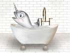 Narwhal Whale In Bathtub Art Print