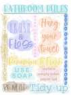 Bathroom Rules Multicolor Bathroom Art Print