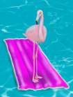 Flamingo On Raft Art Print