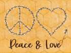 Bees Peace And Love With Bee Horizontal Art Print