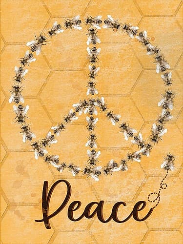Bees Peace With Bee Inspirational Print