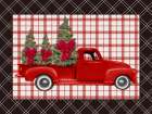 Christmas Vintage Truck With Trees Art Print